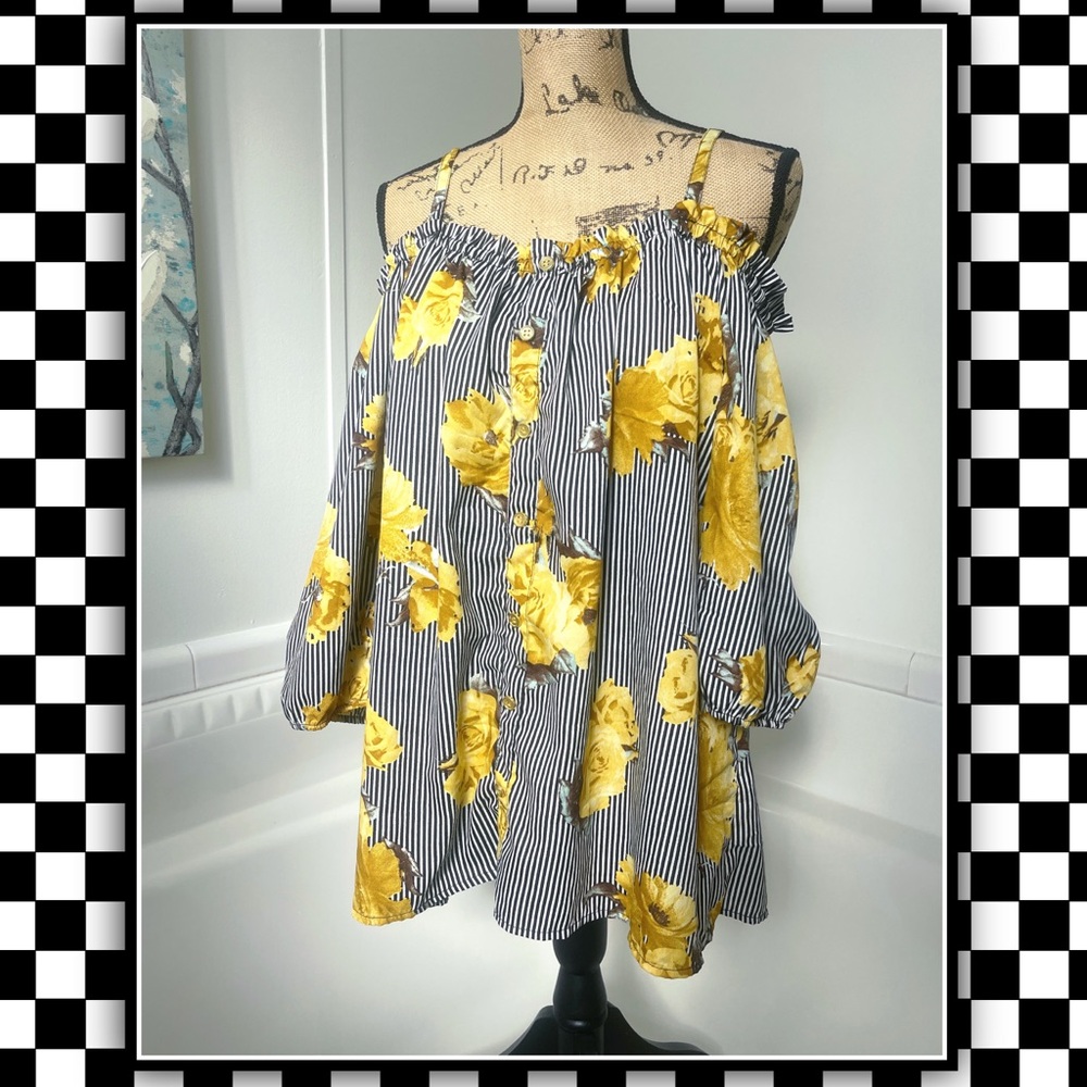 NEW GLORY Floral Cold Shoulder Women's Top #NG23pl